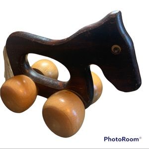 Vintage Hand Roller Wooden Toy Horse